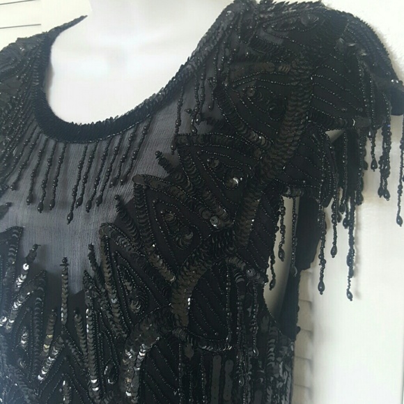 Vintage Dresses & Skirts - Scala - Handmade Black Sequined Dress - Medium